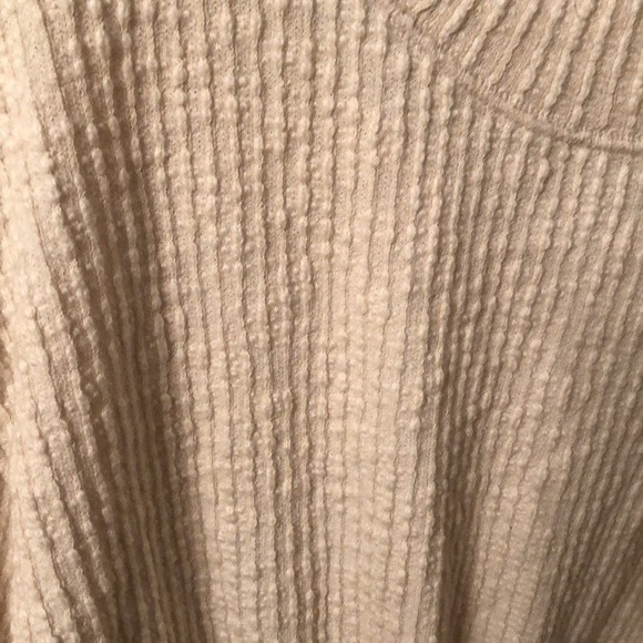 FREE PEOPLE BEACH SZ XS IVORY OVERSIZED RIBBED TIE FRONT LONG SLEEVE TOP - Picture 5 of 9
